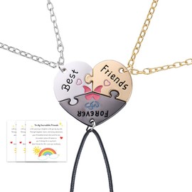 Best Friend Puzzle Necklaces 3 Best Friends Birthday Christmas Gifts for Women Besties Friendship Matching Necklaces Friend Friendship Gifts Cards for Friends Heart Necklace for Women