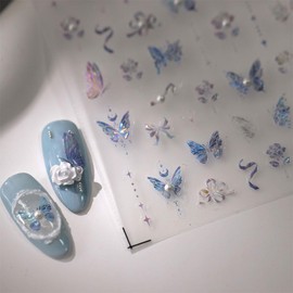Nail Stickers 3D Nail Stickers Nail Design Nail Art Stickers Nail Decor Parts Accessories (Butterfly Star)