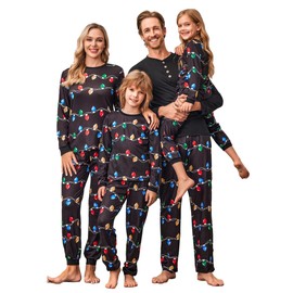 Ekouaer Family Christmas Pajamas Matching Sets Womens Mens Kids Pjs Long Sleeve Sleepwear Holiday Lounge Sets Black M