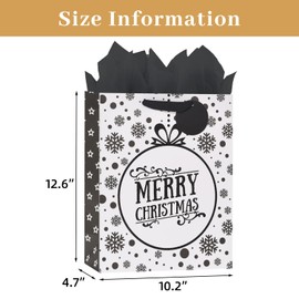 LEAYUGF 13" Large Christmas Gift Bags with Tissue Paper Snowflake For Christmas Birthday Baby Shower with Handles