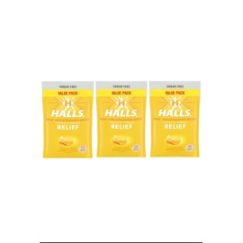 HALLS Lot Of 3 HALLS Sugar-Free Cough Drops Honey Lemon 180 Count, 540 Drops Total