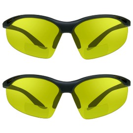 proSPORT Safety Bifocal Glasses Yellow Lens +2.50 z87 2 Pairs Semi Rimless Night Driving for Men and Women