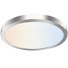 hykolity 12 Inch Selectable CCT LED Round Flat Panel Light, 24W 3000K/4000K/5000K, Edge-Lit Flush Mount Ceiling Light Fixture for Kitchen, Bedroom, Laundry and Closet Room,Brush Nickel