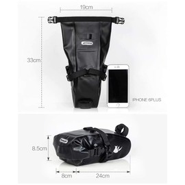 Rhinowalk Bicycle Saddle Bag, Waterproof, 1.5 / 5 / 10 / 13 Litres, Bicycle Seat Bag for Outdoor Bikes, Mountain Bikes, Road Bikes, black