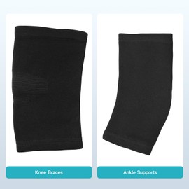 Domaste 2 Pairs Kids Compression Knee Braces and Ankle Supports, Children Non Slip Brace for Boys, Girls, Dance, Pickleball(Black, M)