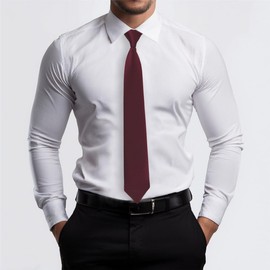 TigerTie Men's Tie - Slim 5.5cm Tie in Plain Design, Ideal for Business Dates, Festive Occasions and Casual Wear, bordeaux