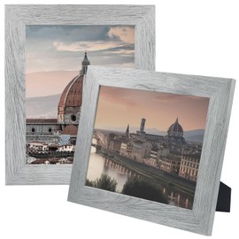 Golden State Art, 8x10 Picture Frame - Country Wood Grain Style - Tabletop Display, Back Hangers for Wall Display - Great for Photos, Gift, Pictures, Wedding, Portraits (2 Pack, Grey)