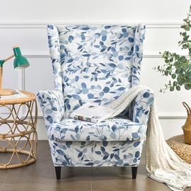 Meigeh Wingback Chair Covers for Wing Chair, Printed Wingback Chair Covers, Armchair Cover for Living Room, 2 Pieces, Jian Qiu