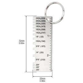 Smgda Wire Metal Sheet Thickness Gauge, Stainless Steel Welding Gage Plated Size Inspection Tool, Wire Sizes Measurement Thickness Gauge with Key Chain Portable Wire Cable Sheet Gage