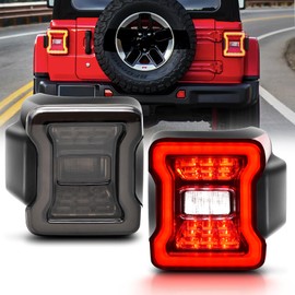 OKSIWA Full LED Tail Light Fit for 2018 2019 2020 2021 2022 2023 Jeep Wrangler JL(For Stock Halogen Model to Upgrade to FULL LED),LED Rear Light Set Brake Lamp Tail Lamp Assembly,Smoked Lens