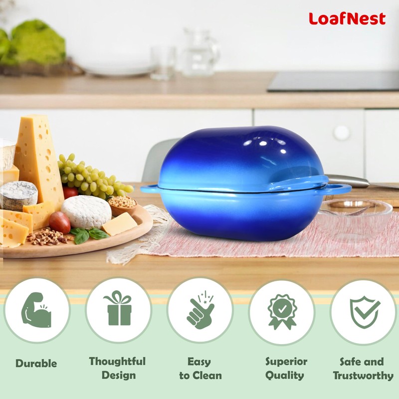 LoafNest: The Original Breadbaking Dutch Oven. 2 Qt Covered Cast
