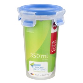 Emsa 508551 Clip & Close Frischhaltedosen| 0,35 L Rund| 100 % Dicht| Besondere Frische-Dichtung | 100 % Hygienisch, Transparent / Blau