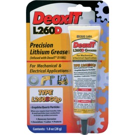 CAIG LABORATORIES, DeoxIT L260-DGQ1, Lithium Grease with Cleaner/Deoxidizer, Graphite/Quartz Particles, 28g Squeeze Tube, Pack of 6