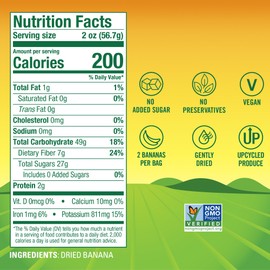 BranchOut Chewy Banana Slices, No Sugar Added, GentleDry Locks in Nutrition, Better than Freeze Dried Banana Chips, Healthy Vegan Fruit Snacks for Kids & Adults, 2 oz Snack Size (Pack of 8)