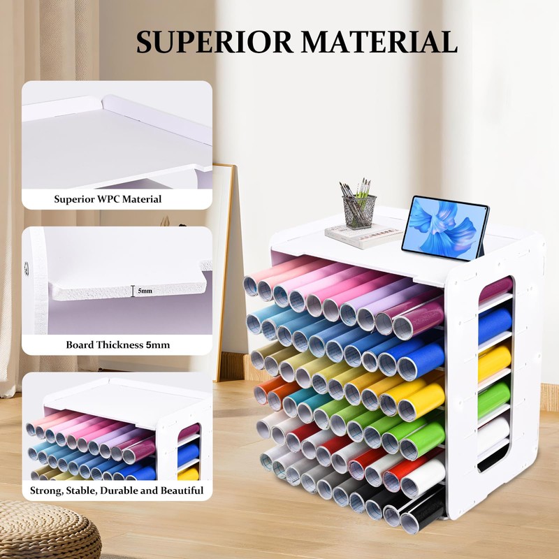 CELSOL Vinyl Roll Holder, Countertop Cabinet Vinyl Roll Storage Organizer,