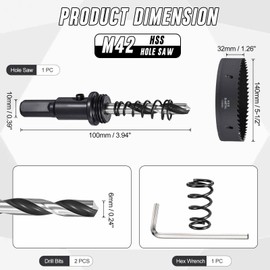 CoCud 5-1/2"(140mm) Hole Saw Kit, M42 Bi-Metal Hole Cutter - for Metal, Wood, Plastic Plate and PVC Board. Black