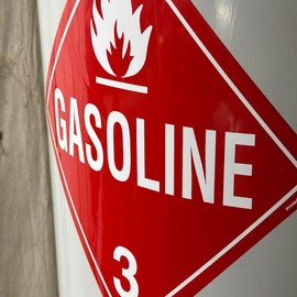 INCOM Manufacturing VynMark Peel & Stick Hazard Class 3 DOT Placard, Gasoline" 3 With Symbol, 10.75 Inch x 10.75 Inch, Red on White, AZTA320PS