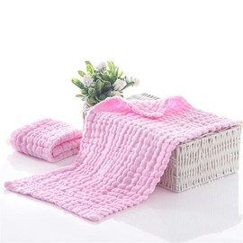 6 Pack 25 * 50cm Burp Cloths 100% Cotton 6 Layers Thickened Super Soft and Absorbent Drooling Towels Towels Baby (Pink)