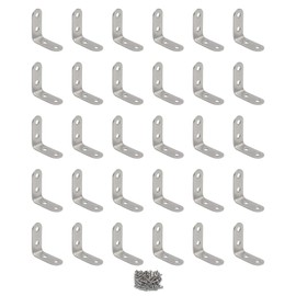 Rowiz 30PCS L Brace Set Stainless Steel 2mm Thicker Brace Corner Steel Joint Right Angle Bracket Fastener,Corner Brace,Wooden Furniture, Fixture Protector for Wood,40mm x 40mm x 16mm