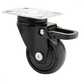 Wagner Design 01235201 3C Swivel Castor / Apparatus Castor / Furniture Castor / Soft Tread Diameter 50 mm Total Lock Ball Bearings Load Capacity 50 kg Black