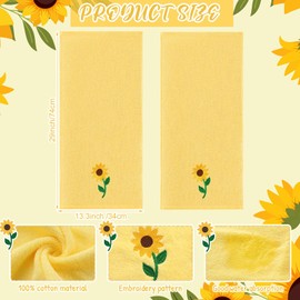 SmoothNovelty 2 Pcs Sunflowers Hand Towels Bright Yellow Bathroom Decor 14x29 Inch Embroidered 100% Cotton Soft Absorbent Spring Summer Decorative Hand Towels for Bathroom Kitchen