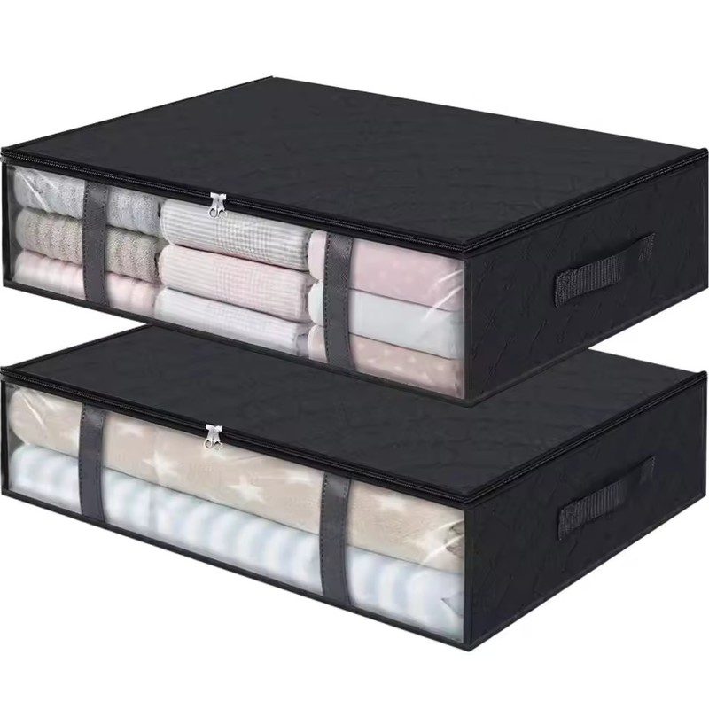2 Pack Under Bed Storage Bags with Clear Window and