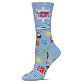 MeMoi Women's Cruise Ship Rayon From Rayon Crew Socks Light Blue 9-11