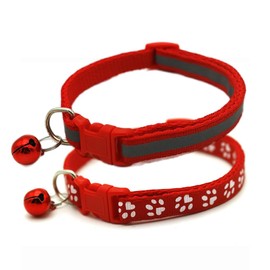 Red Dog Collars for Small Dogs with Bell, 2-Pack Basic & Reflective Boy Puppy Collar with Bells for XXS Xs Small Pet Male Dogs Tiny Cats, S