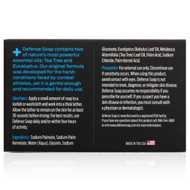 Defense Soap Defense Soap 2pk All Natural Tea Tree Bar Soap for Men | Made by Wrestlers with Tea Tree Oil & Eucalyptus Oil to Promote Healthy Skin