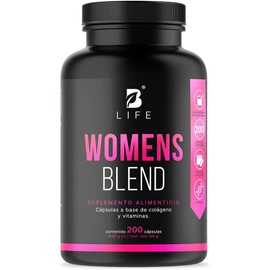 Multivitamínico para Mujer con Colágeno Hidrolizado, Biotina y Ácido Fólico | 200 Cápsulas 650 mg | Fórmula Natural para Bienestar y Salud Femenina - B Life