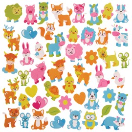 Baker Ross FX546 Spring Baby Animals Foam Stickers - Pack of 200, Stickers for Kids Arts and Crafts