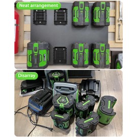 POBNRA 4 Pack Battery Holder Wall Mount Compatible with EGO 56V Accessories Tool Storage Rack Hanger Under Shelf fits All