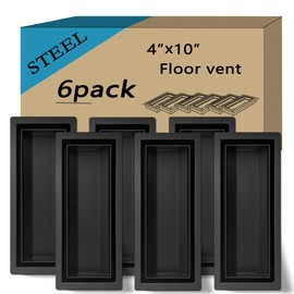 Floor Vents 4x10, Heavy Duty Steel Floor Register, 50% Higher Ventilation Performance Than Others, Sleek Modern Design, Sandtex Black Finish, Fits Tile Wood Inserts, Floor Vent Covers for Home Floor
