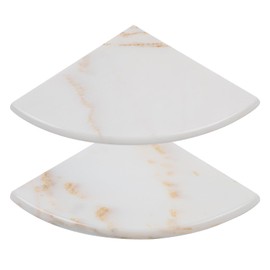 Adolif 2 Pcs Calacatta Gold Marble Corner Shower Shelf, Quarter Round, Polished, 9 Inch Wall Mounted Marble Corner Shelves for Shower Bathroom Kitchen