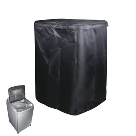 J&C Washer/Dryer Cover Black Dustproof Waterproof Portable Top-Loading Washing Machine Cover Washer Protection (L)