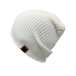 The Hatter Trendy Warm Soft Stretch Long Beanie (Ivory)