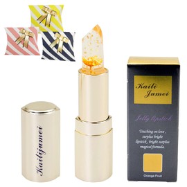 [np] [Initial Engraving] Kailijumei Flower Lip Tient Magic Color Lipstick with Gold Powder Flower Lip Balm Lipstick Jelly Lipstick (Initial: A, Orange)