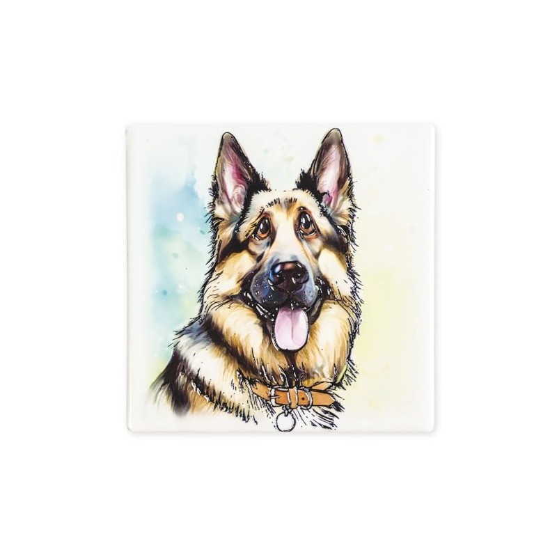 Art of Arora 2956 German Shepherd Ceramic Coaster 10 x
