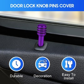 4 PCS Car Door Lock Knobs, Inner Door Lock Pull Pin Cover, Aluminum Alloy Decorative Lift Bolt, Universal Auto Accessories for Most Cars, Trucks (Purple)