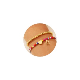 Ritach Teen Girl Gifts Trendy Stuff - Initial Bracelets for Girls Gift for Teen Girls Gold Beaded Bracelet Stack Initial J Bracelets for Teen Girl Gifts Trendy Stuff Tween Teenage Girl Gift Ideas