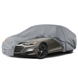 Waterproof Car Cover Compatible with 2008-2025 Chevy Malibu SS/LS/LT, 10 Layers All Weather Car Covers with Inner Cotton and Windproof Bands, Zipper Door for Snow Rain Dust Protection