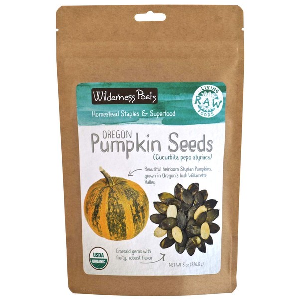 Wilderness Poets Oregon Grown Pumpkin Seeds - Organic & Raw (8 Ounce - Half Pound)
