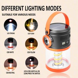 Portable LED Camping Lantern with Flashlight - COB Solar USB Battery Powered for Power Outages,Emergency Survival Light,Hurricane Preparedness Gear for Home Outdoor-Camping(Green 2PACK)