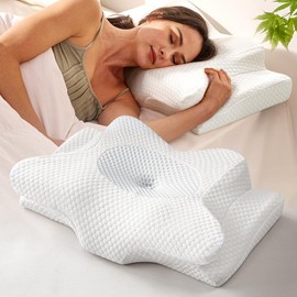 Emircey Home Memory Foam Pillow -  Memory Foam for Comfortable Sleep,  Pillow for Deep Sleep, Different Sleep Positions, Bedding for Home Bedroom School Dormitory, Mother's Day Gifts for Her - Color: White