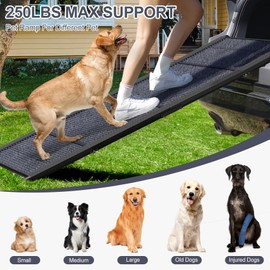 HerCcreta wigge Dog Ramp for Car 63" Long & 17" Wide Portable Dog Ramps for Large Dogs with Non-Slip Rug Surface Dog Car Ramp for SUV Car & Truck, Folding Dog Ramp Up to 250LBS