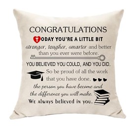 Hasodeo Graduation Gift for Her Him Decoration Grad Gift Cushuion Cover Throw Pillow Cover Gifts for High School College Inspirational Congrats Gift for Girls Daughter Son (Congratulations)