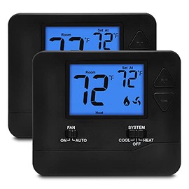 2 Pack - ELECTECK Digital Thermostat with Large LCD Display, Non-Programmable, Compatible with Single Stage Electrical and Gas/Oil System, Up to 1 Heat/1 Cool, Black
