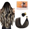 DOORES I Tip Hair Extensions Human Hair, Balayage Natural Black