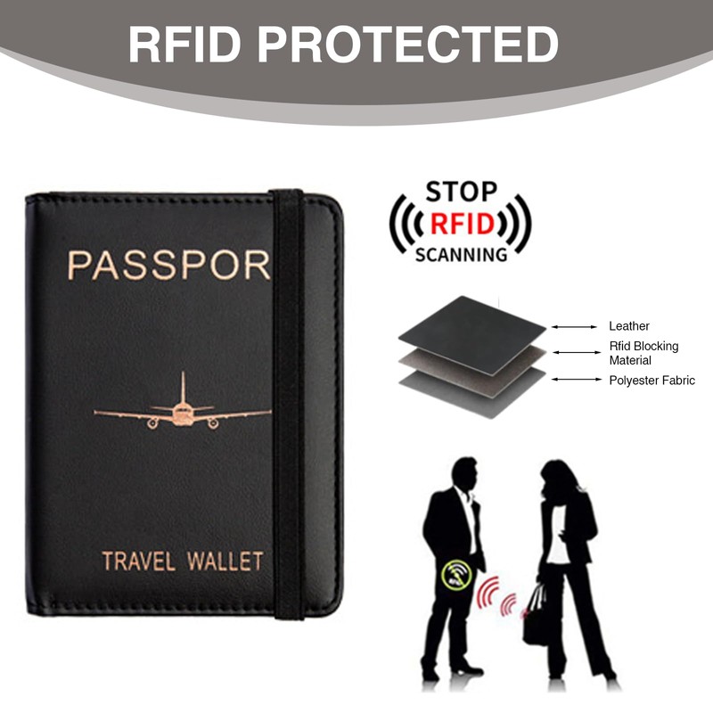Ethlomoer RFID Blocking PU Leather Passport Holder with Card Slot