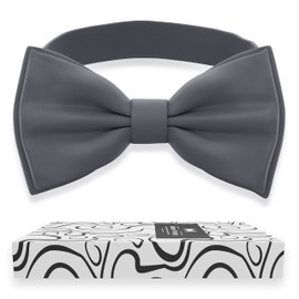 Adam Young Men's Bow Ties Pre-Tied Style Formal Satin Classic Bowtie for Tuxedo Faux Silk, 04 Grey Fog, L - (adults)